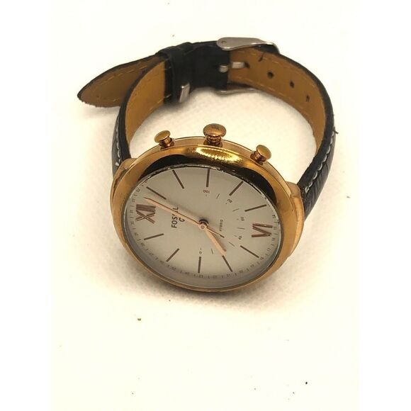 Fossil Q FTW5021 Womens Black Leather Analog Silver Dial Hybrid Smartwatch HK168 - Picture 6 of 8